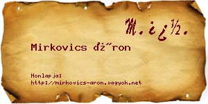 Mirkovics Áron névjegykártya