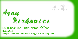 aron mirkovics business card